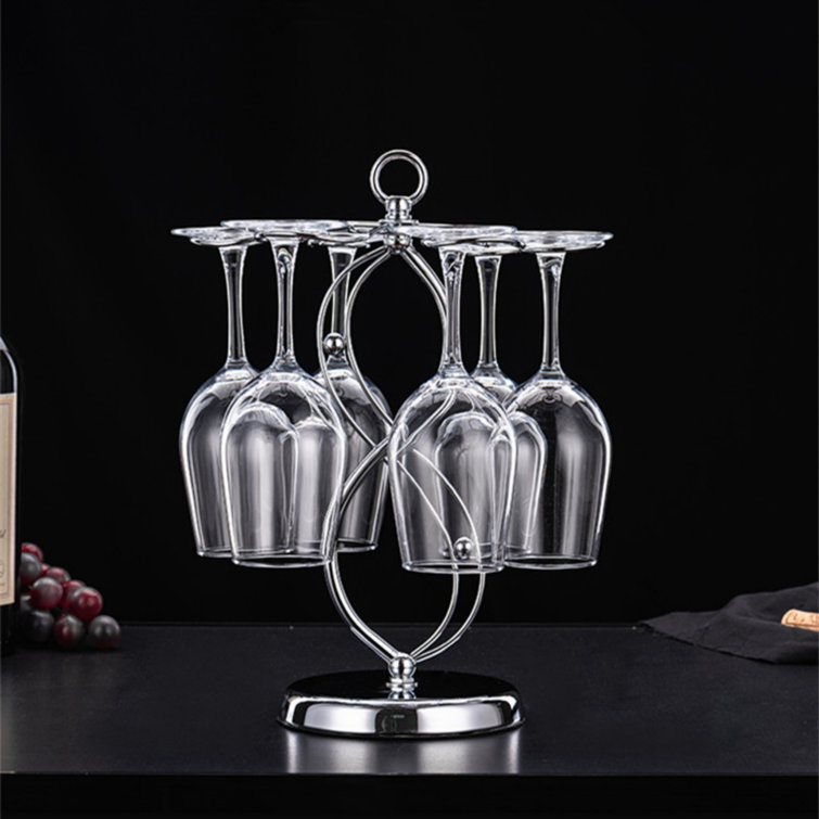 Winston Porter Malysha Tabletop Wine Glass Rack in Silver Wayfair